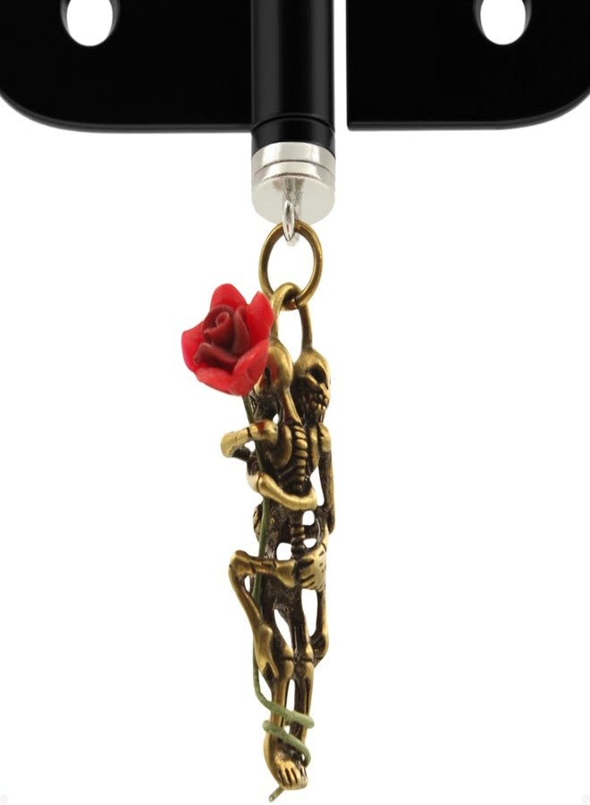 Wallertree Brass Hugging Skeletons Hinge Head Home Decoration - Magnetic Hinge Head Decorative Droppers of Romantic Skull Couples - Gothic Door Hinge Heads Decor (Hugging with Rose) - Image 1